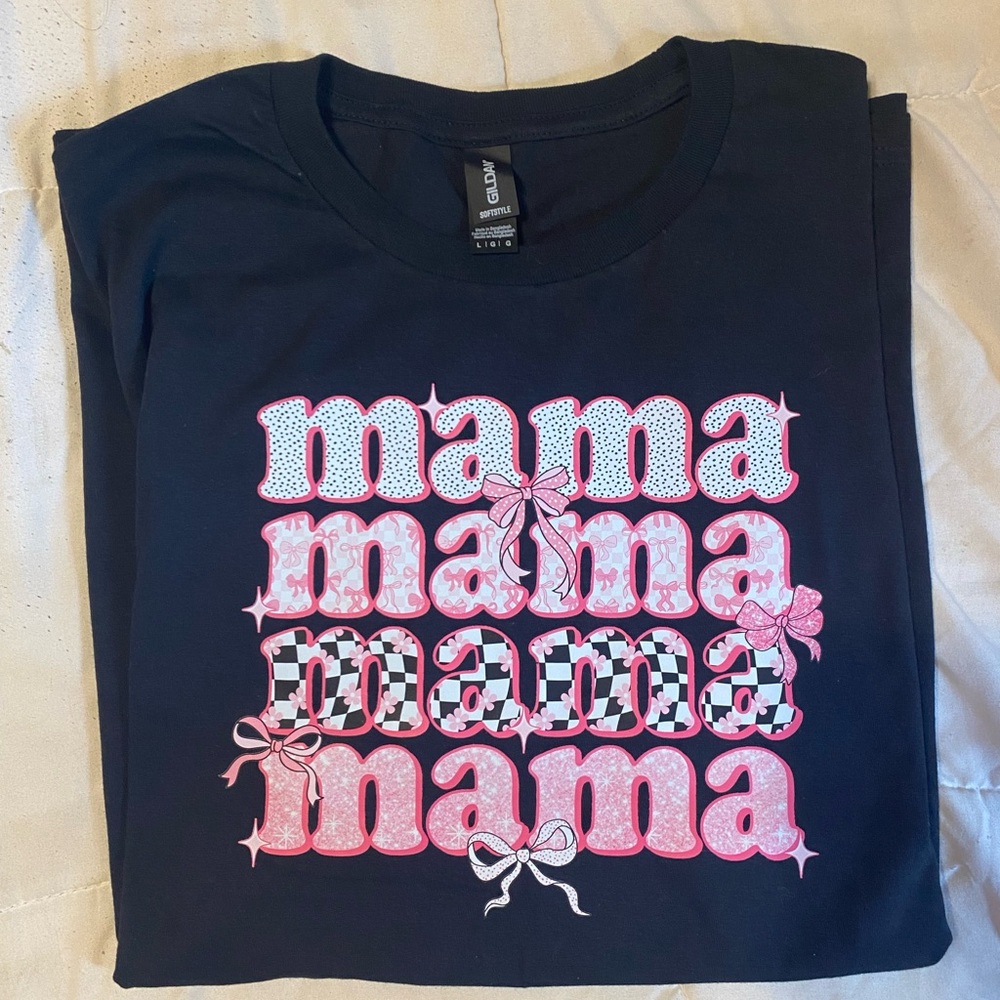 Mama Graphic Short Sleeve Tshirt - Black and Pink
